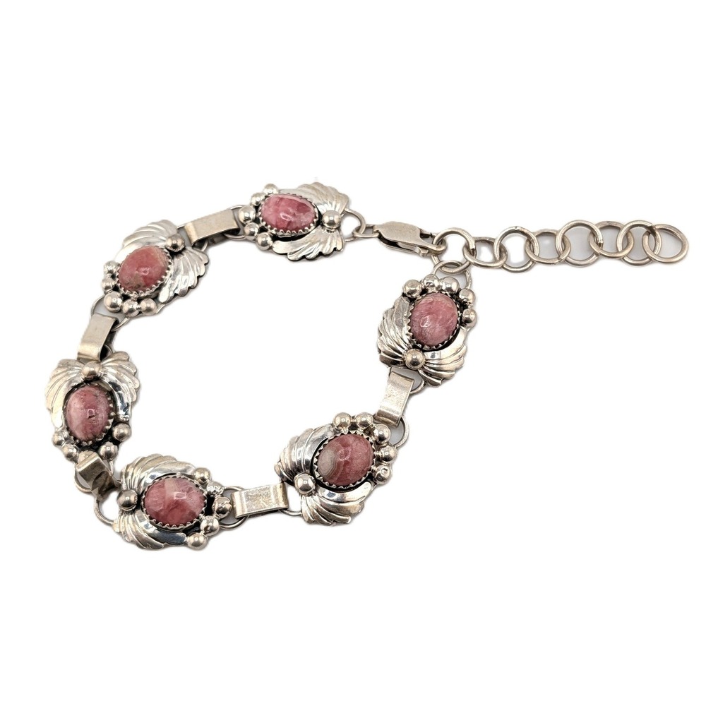Handmade Navajo Natural‎ Wreath Rhodochrosite Stone Bracelet Fits 8-9.5 in. **